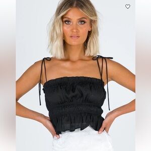 Princess Polly Black Ruched Top